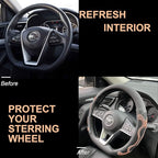 PINCTROT D Shaped Comfy Grip Steering Wheel Cover, Anti-Slip Design, Flat Bottom 14.5-15 Inch(Silicone Brown)