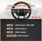 GIANT PANDA Car Steering Wheel Cover for Ford F150 F250 F350 Expedition 15.5-16 inches - Orange