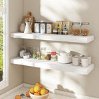 Dreamland 40 Inch White Floating Shelves for Wall,8 Inch Deep Floating Shelves,40" W x 8" D Wall Shelves for Bedroom,Living R