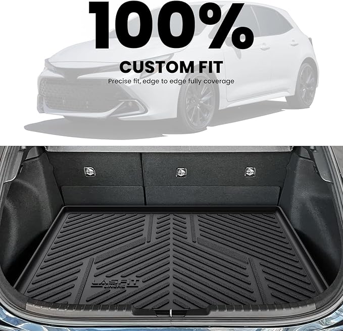 LASFIT Cargo Mat for Toyota Corolla Hatchback 2019-2026, Custom Fit All-Weather TPE Rubber Trunk Mat for Toyota Corolla Accessories, Waterproof, Easy to Clean, Black