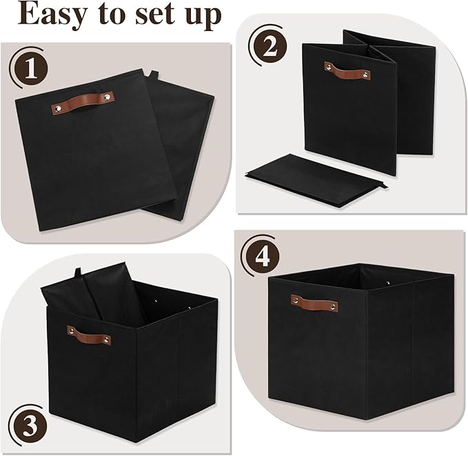 Temary Cube Storage Bins 4Pack Foldable Storage Baskets for Clothes Shelf Basket with Handles, Fabric Storage Boxes Organizer