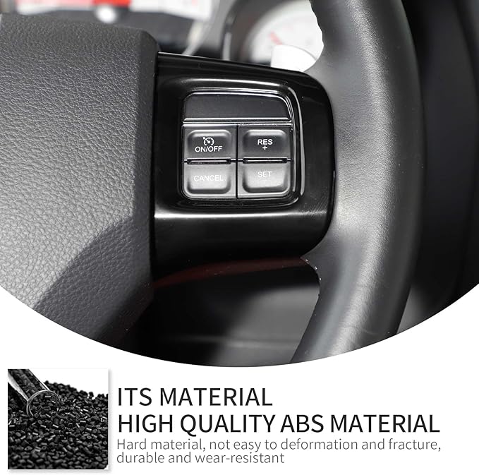 Linskip Steering Wheel Trim Compatible with Dodge Journey 2013-2022 & Charger/Challenger/Durango/Dart 2009-2014, Journey Steering Wheel Cover, Journey Interior Accessories 3Pcs(Black)