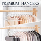 HOUSE DAY White Velvet Hangers 40 Pack, Non Slip Clothes Felt Hanger Heavy Duty for Coat, Premium Slim Space Saving Suit Hang