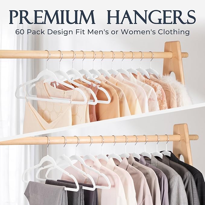 HOUSE DAY White Velvet Hangers 40 Pack, Non Slip Clothes Felt Hanger Heavy Duty for Coat, Premium Slim Space Saving Suit Hang