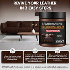 Leather Recoloring Balm - Scratch Repair & Color Restore Kit for Faded Leather, Leather Couch & Car Seats - 12OZ Leather Rest