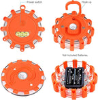 AK [4 Pack LED Road Flares Safety Flashing Warning Light Roadside Emergency Disc Beacon Kit for Vehicles Boats with Magnetic 