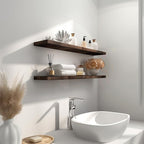 36 Inch Floating Shelves for Wall Rustic Brown Wood Wall Shelves for Bedroom Set of 4