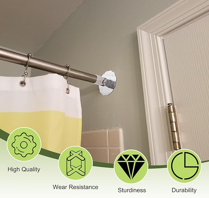 Flower-Shape Shower Curtain Rod Bracket, 2Pcs Telescopic Metal Shower Drape Rod Swivel Flange Curtain Pole Wall-Mount Bracket