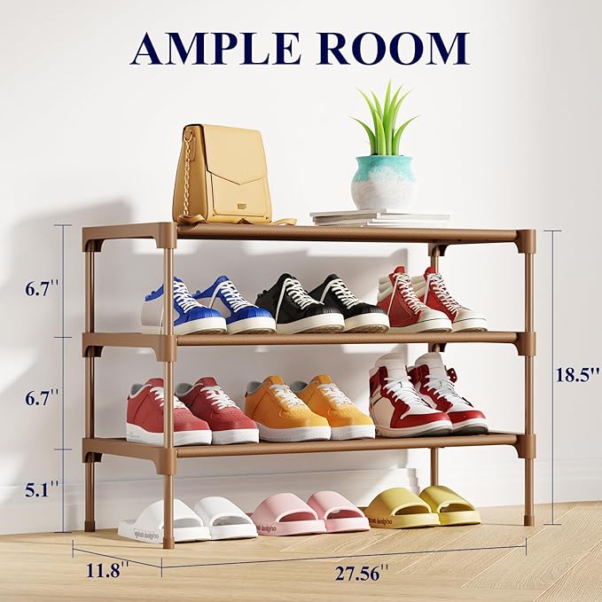 Kitsure Shoe Rack - Non-Woven Shoe Rack Shelf, Shoe Organizer for Closet, Entryway, Garage & Corridor, Stackable Shoe Shelves