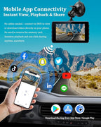 Dash Cam Front and Rear, Dash Camera for Cars 4K+1080, Dashcam Built-in WiFi, APP Control, 32GB Card Included, 3" IPS Touch S