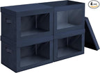 Homsorout Foldable Storage Boxes with Lids - Decorative Storage Boxes with Clear Window, Fabric Storage Baskets for Organizin