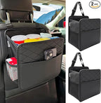 2 Pack Upgraded Car Seat Organizer Backseat with Storage Pockets, Multipurpose Car Organizer Hanging Car Trash Bag Premium PU