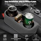 Car Seat Gap Filler Organizer with Cup Holder, Leather Multifunctional Vehicle Front Seat Crevice Storage Box Bag, Automotive Console Side Bucket Pocket, Universal Fit (Gray)
