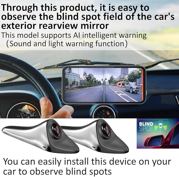 car blind spot camera paired with car blind spot display system, blind spot driving recorder, BSD blind spot warning assistan
