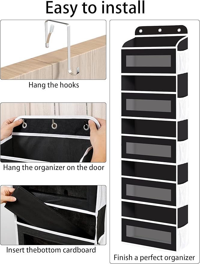 KYEVIS Over The Door Organizer, 5 Shelves Closet Door Hanging Organizer with 10 Mesh Pockets, Nursery Closet Organizer, Baby 