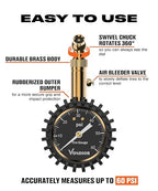 Tire Pressure Gauge - (0-60 PSI) Heavy Duty, Certified ANSI Accurate with Large 2 Inch Easy to Read Glow Dial, Low - High Air Pressure Gauge. Tire Gauge for Car and Trucks Tires by Vondior