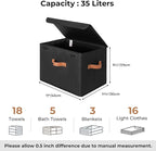 GRANNY SAYS Black Storage Bins with Lids, Decorative Storage Boxes with PU Handles, Linen Closet Organizer, Storage Baskets f