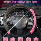 CAR PASS Line Rider Microfiber Leather Sporty 14.5-15 inch Steering Wheel Cover Universal Fits for 95% Truck,SUV,Cars, Anti-S