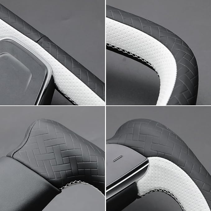 MEWANT Hand Stitched Tesla Model S Yoke Steering Wheel Cover Wrap for Tesla Model S 2021-2023 / Model X 2021-2023 Tesla Yoke Steering Wheel Accessories(3D Style)