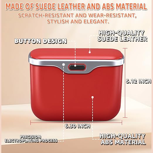 HOLDCY Car Trash Can, Waterproof Multi‑Functional Auto Trash Bin for Door/Console/Seat Back, Universal Vehicle Garbage Can for Car/Truck/SUV Drivers (Red)