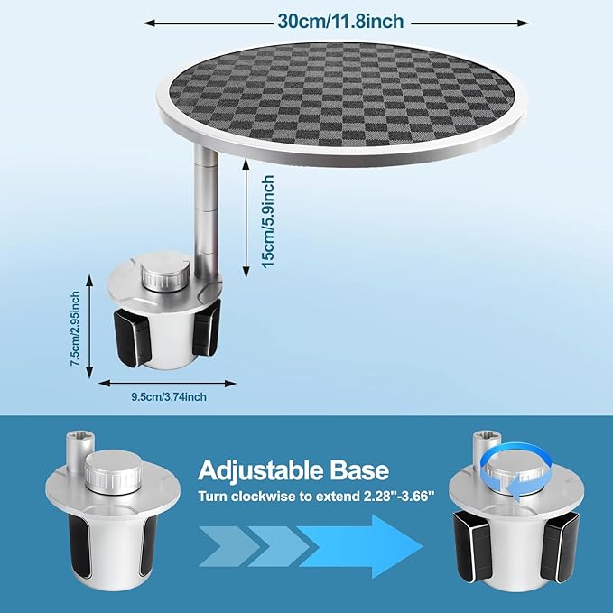 Car Tray Table & Car Desk for Laptop with 2 Risers and Anti-Slip Pad, 360° Rotating Cup Holder for Working and Eating Compatible with Tesla Model 3/Y/S, Ford F150/Explorer/Maverick & Most Vehicles/EV