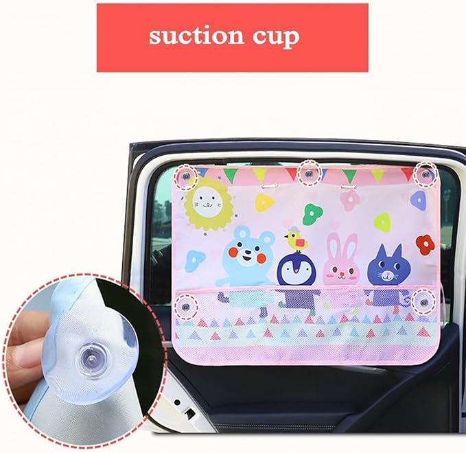 Car Sun Shade for Baby Kids Children 2 Pack Car Side Window Curtain Protector Protects from Sun Glare Heat Blocks UV Rays Glare Car Interior Sun Blocker Blind (Dinosaur)