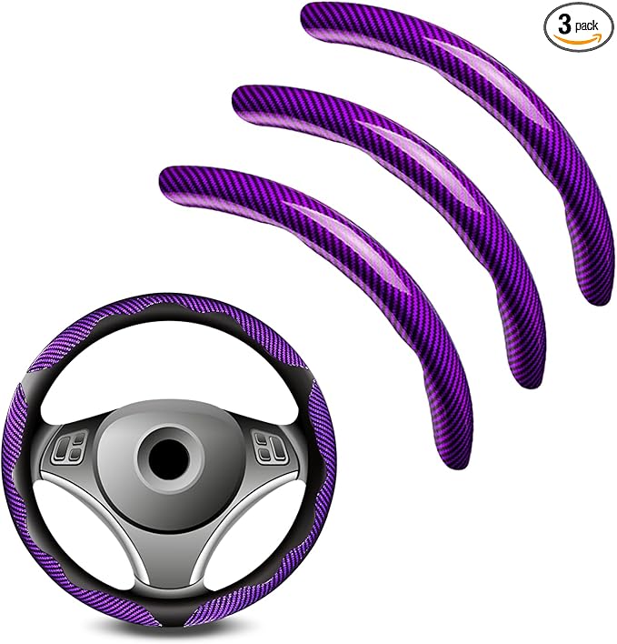 3pcs Universal Carbon Fiber Steering Wheel Cover - Anti-Slip & Segmented Design, Universal 99% Durable Steering Wheel Protect