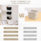 TeoKJ Over the Door Hanging Basket, 3-Tier Woven Cotton Wall-Mounted Storage Organizer Bag Decorative Hanging Nursery Baskets