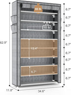 VILICK Shoe Rack with Cover Narrow Shoe Organizer with Pockets 10 Tier Tall Shoe Storage Holds 36-41 Pairs Shoes and Boots Sh