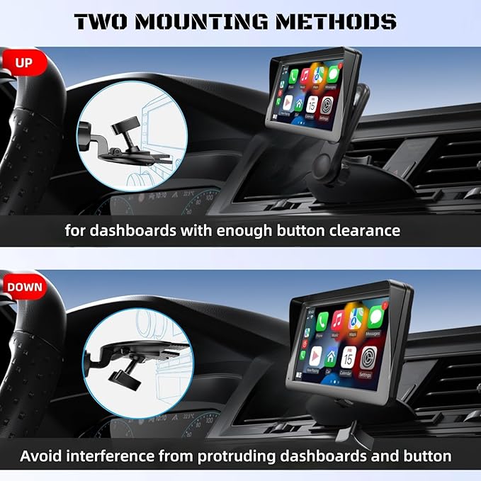 Extended CD Slot Mount for CarPlay Screen with Screws Adjustable Arm and 360° Rotating Universal Head 17mm Compatible with in-Car Monitors CD Slot CarPlay Mount