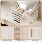 Dajasan Large Jewelry Organizer Box, Jewelry Boxes for Women Girls, 6-Tier Jewelry Storage Organizer with Mirror for Necklace