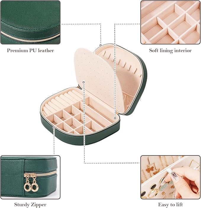 ProCase Travel Size Jewelry Box, Large Portable Seashell-Shaped Jewelry Case, 2 Layer Jewelry Organizer in PU Leather for Wom