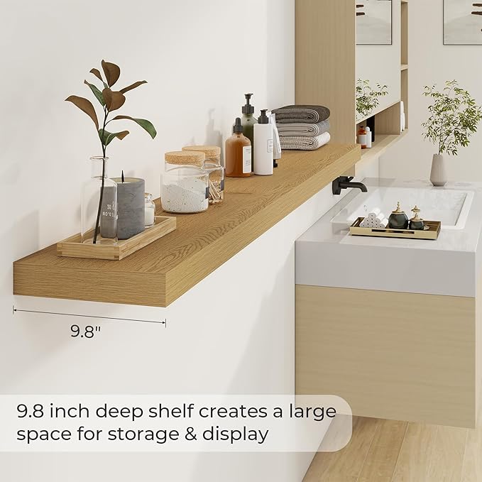 Dreamland 72 Inches Floating Shelves for Wall, 9.8" Deep Long Floating Shelves Set of 1, Large Display & Storage Shelf, Wall 