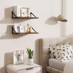 Floating Shelves for Wall,18" Wall Mounted Shelves Set of 2,Wood Floating Shelf with Bracket,Sturdy Metal Bracket Bookshelves