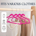 HOUSE DAY Rosy Red Velvet Hangers 60 Pack, Non Slip Clothes Felt Hanger Heavy Duty for Coat, Premium Slim Space Saving Suit H