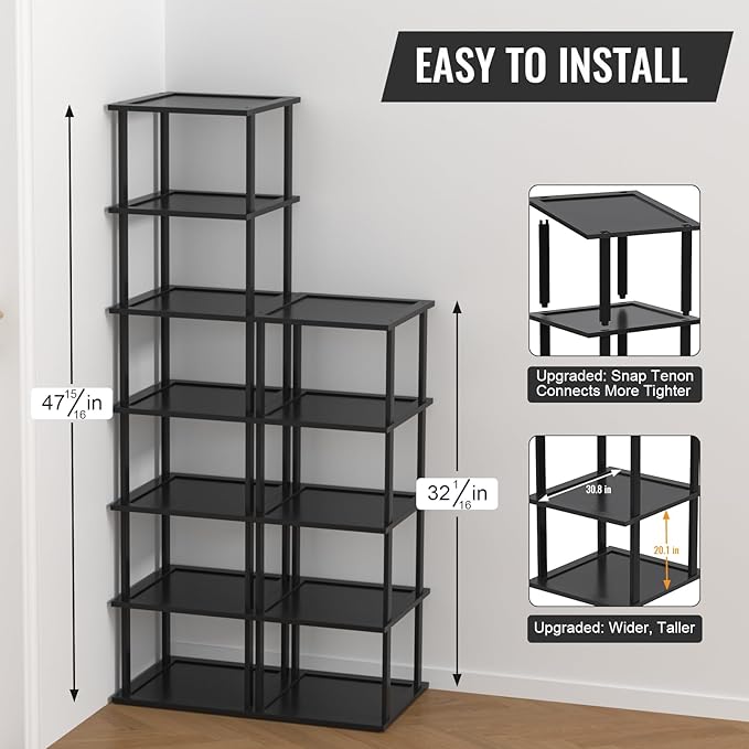MHXW SXPN Bamboo Free Standing Shoe Rack Shelf Multi Tier Tall Wooden Stackable Shoes Rack Organizer for Closet Front Door En