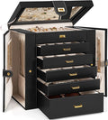 AKOZLIN Huge Jewelry Box Organizer Functional Extra Large Leather Jewelry Storage Case for Women Girls Ring Necklace Earring 