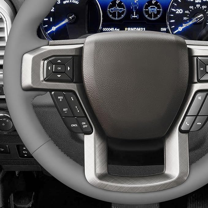 MEWANT Hand Stitch Steering Wheel Cover for Ford F150 F250 F350 Expedition 2018-2021 Ford F150 Truck Steering Wheel Wrap