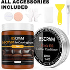 12oz Leather Recoloring Balm & 3.4oz Mink Oil Leather Conditioner kit,Tan Leather Color Repair Kits for Couches, Leather Couc