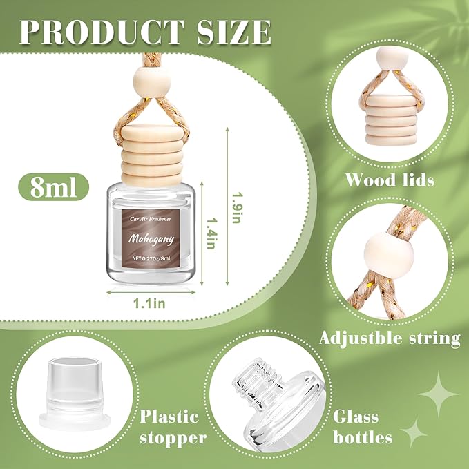 6 Pack Car Air Freshener for Women, Long Lasting Slow-Release Natural Essential Oil Scents Air Freshener Diffuser, Hanging Cu