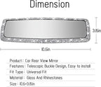 Bling Rhinestone Car Rear View Mirror - Crystal Diamond Decor for Women - Stylish Automotive Interior Accessory (Silver)