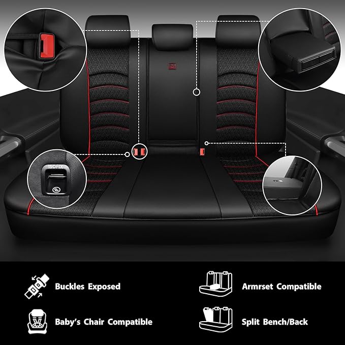 CAR PASS Comfortable 3D Foam Mesh Leather Car Seat Covers Full Sets, Air Cool Mesh Breathable Seat Covers for Car, Universal 