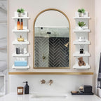 2 PCS 5 Tier Shelves for Wall, Decorative Wall Mounted Vertical Shelving Column Decor Mount Floating Storage Organizer Natura