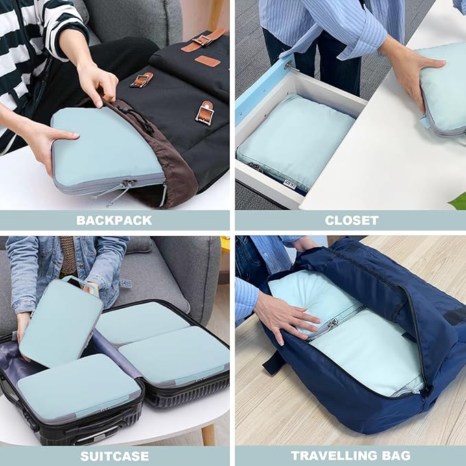 Compression Packing Cubes for Travel Accessories, 2 Set Compression Bags Travel Cubes for Packing Suitcase Luggage Organizer 
