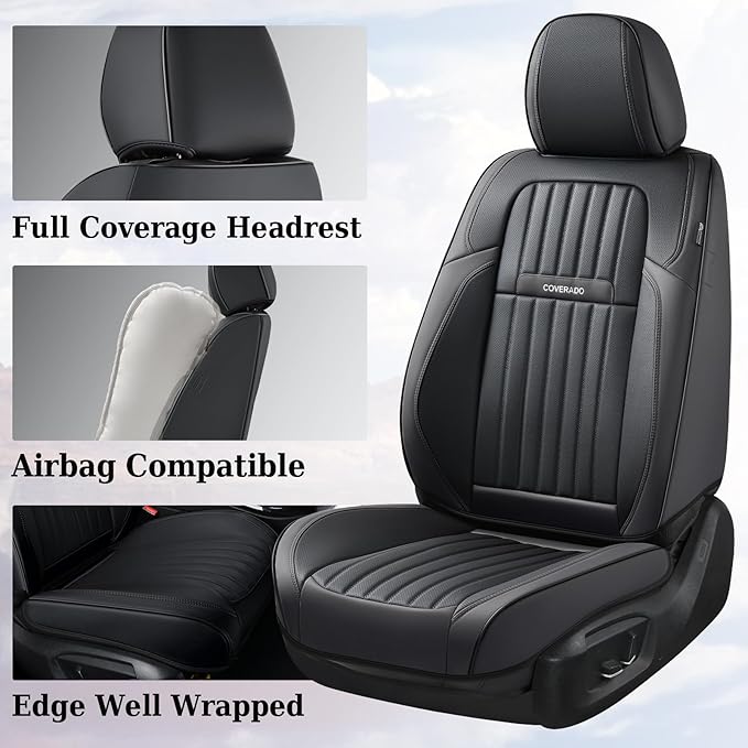 Coverado Seat Covers, Car Seat Covers Front Seats, Car Seat Cover, Car Seat Protector Waterproof, Car Seat Cushion Nappa Leat