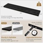 Fun Memories 55 Inch Floating Shelves in Black, 9.3 Inch Deep Floating Shelf for Bathroom Living Room Kitchen, Rusitc Wall Mo