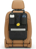 Premium Seat Back Organizer & Kick Mat Protector with Large Water Bottle Holders - Cordura Nylon Auto Storage - Laptop Pocket & Sag-Free Adjustable Fit