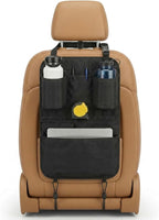 Premium Seat Back Organizer & Kick Mat Protector with Large Water Bottle Holders - Cordura Nylon Auto Storage - Laptop Pocket & Sag-Free Adjustable Fit