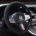 Soft Car Steering Wheel Cover for Sedan, SUV, Warm Luxury Velvet, Odorless, Universal, Anti Slip, Summer Winter, Black, Large