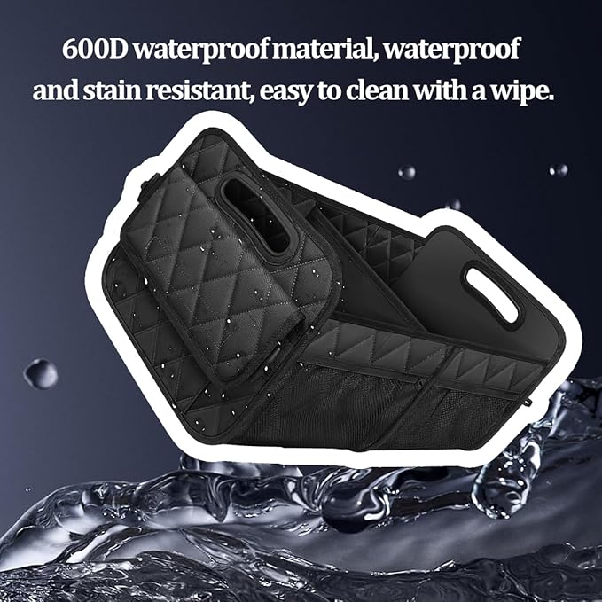 Car Trunk Organizer, Collapsible Sturdy Multi-Compartment Vehicle Cargo Storage Bag, Removable Automotive Trunk Organization